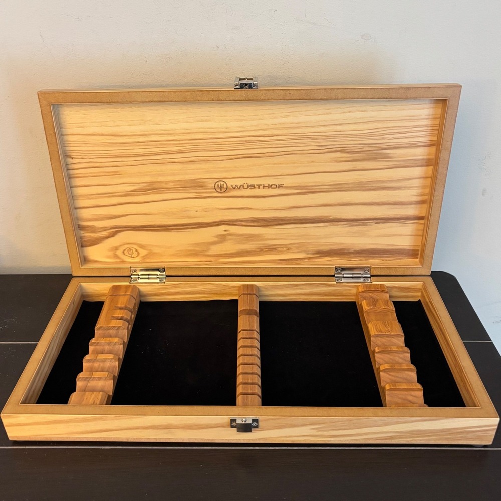 Wusthof | Wooden Knife Presentation Storage Case Box Black Velvet Lining 8 Slot‎
